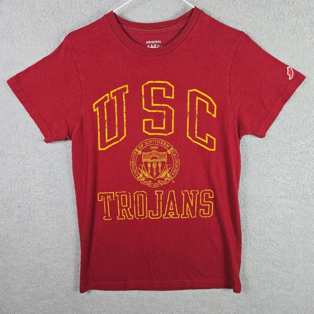 Original League USC Trojans T-Shirt Adult Small Red Short Sleeve NCAA Graphic